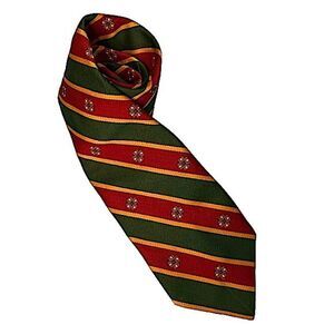 Vintage 60s Ben Pulitzer creations striped red green and gold wide neck tie